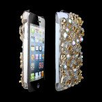 Wholesale iPhone 5S 5 3D Clear Crystal Diamond Case (Gold Skull)